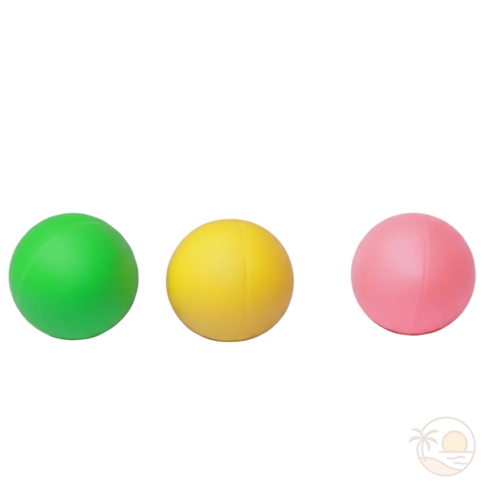 balles raquettes de plage vert jaune rose