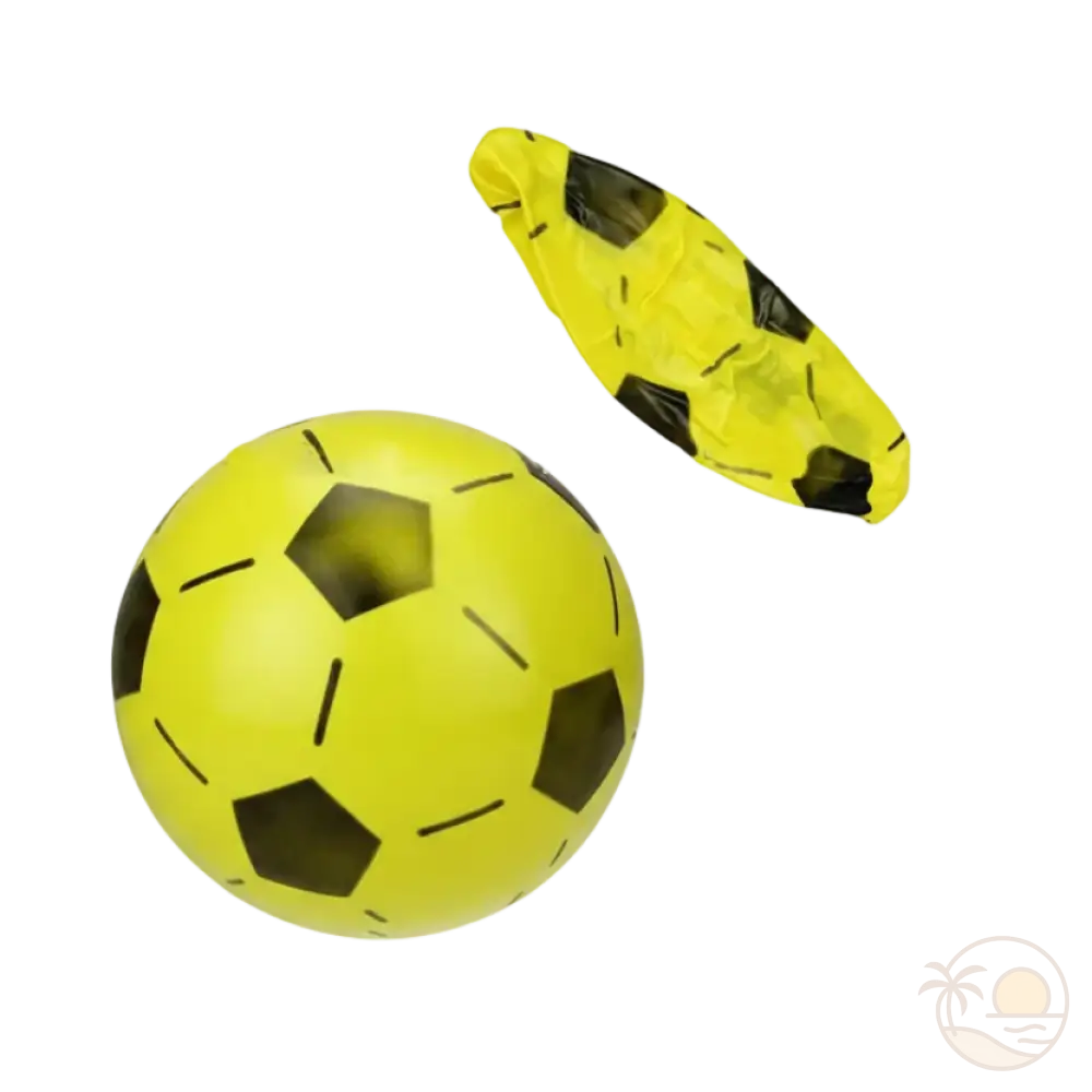 ballon de foot de plage jaune gonfle degonfle