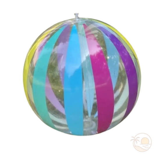 ballon de plage multicolore rayures