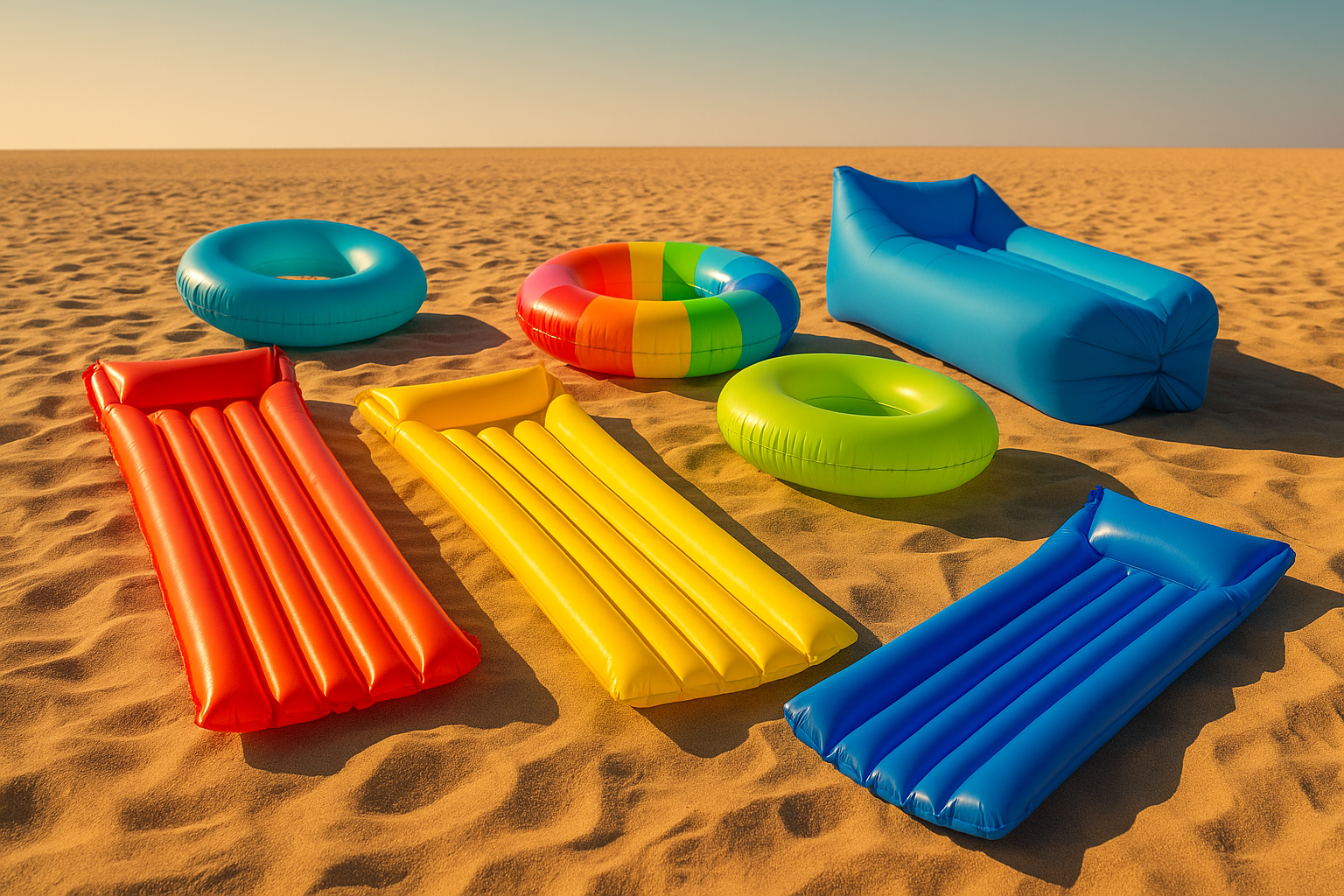 bouees matelas gonflables multicolores plage
