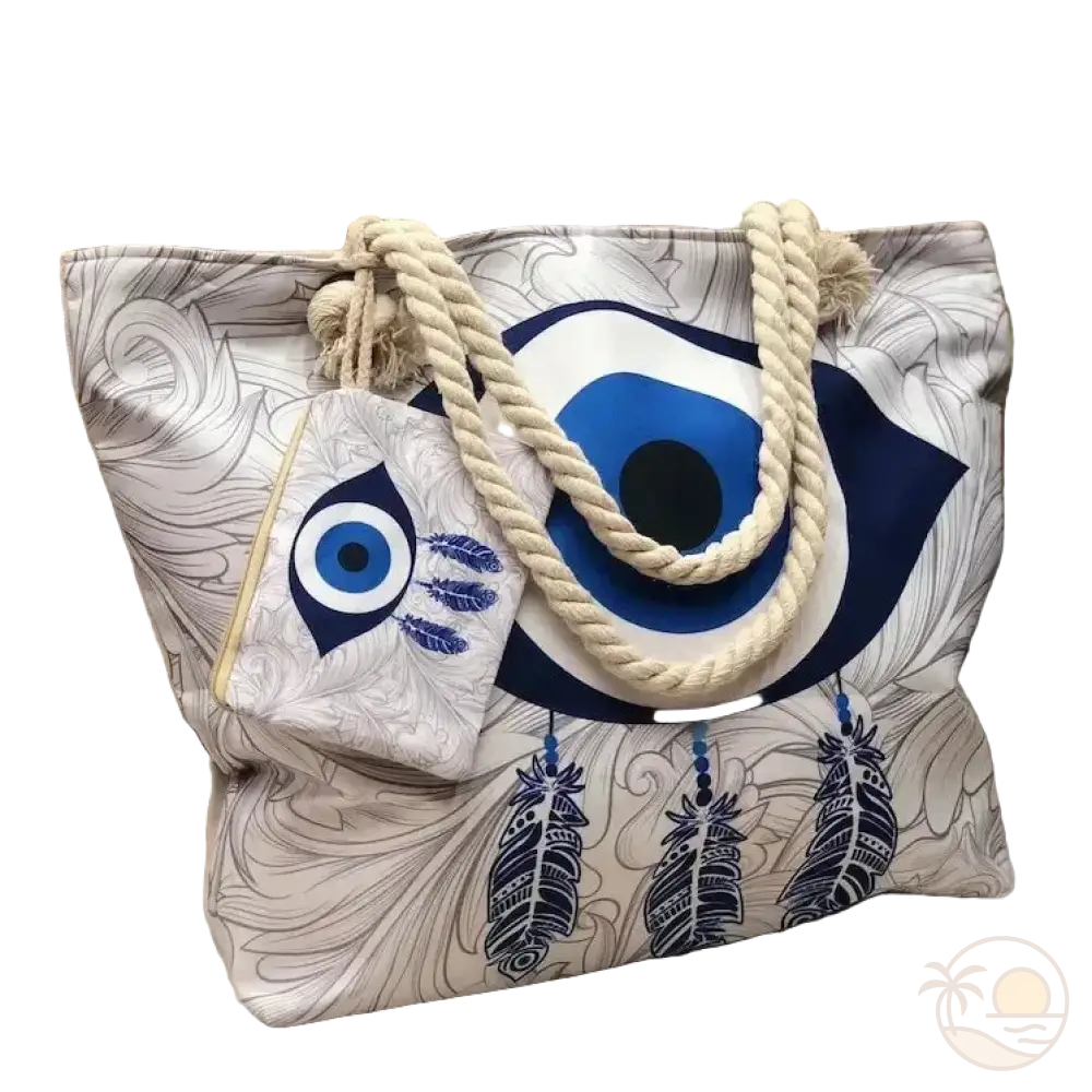 cabas de plage oeil plumes