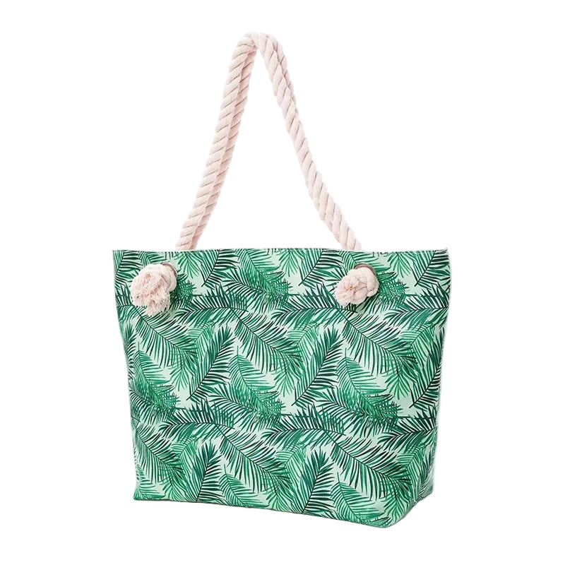 cabas de plage tendance motifs feuilles de pins