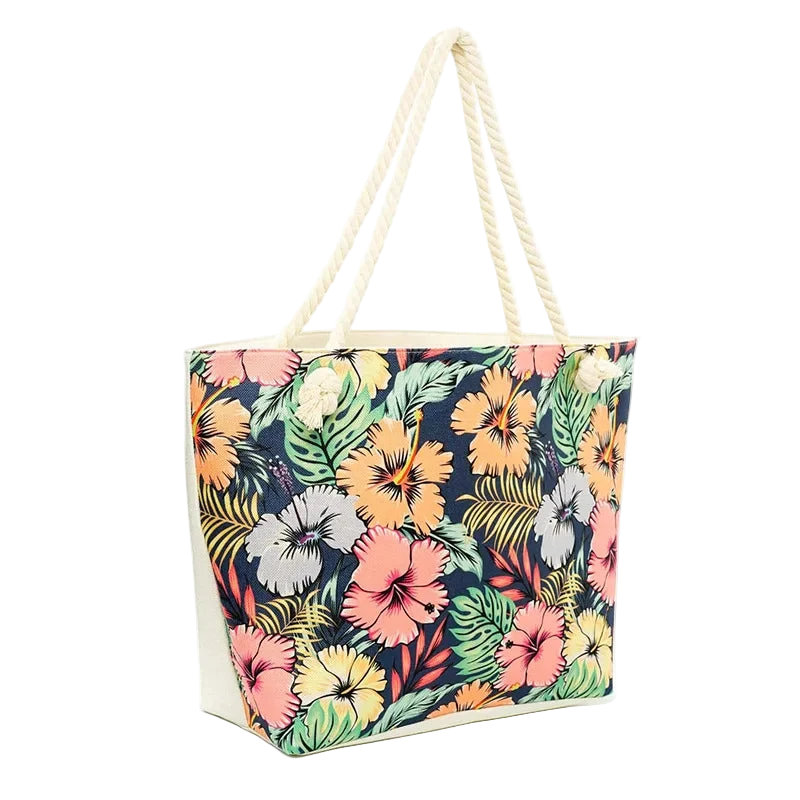 cabas de plage tendance motifs fleurs