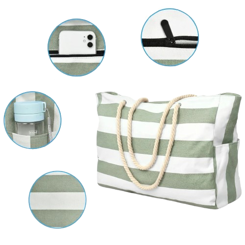 cabas de plage vert caractéristiques