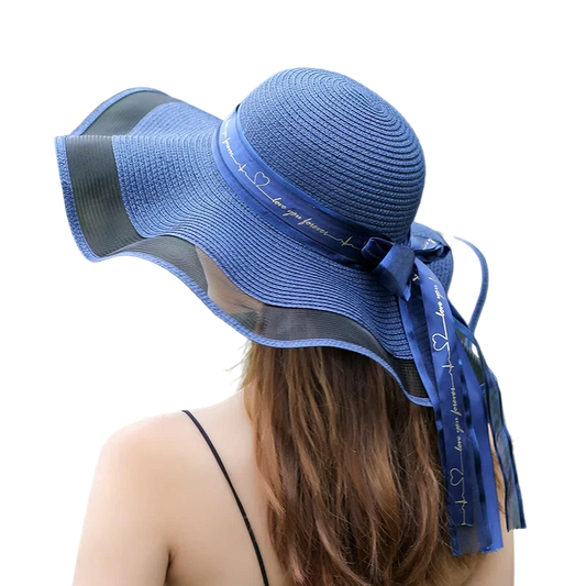 capeline en paille bleu