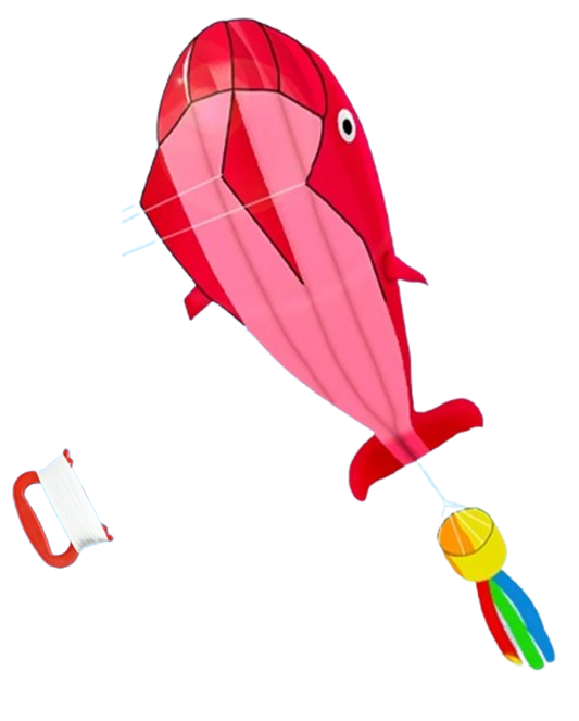 cerf volant baleine rouge