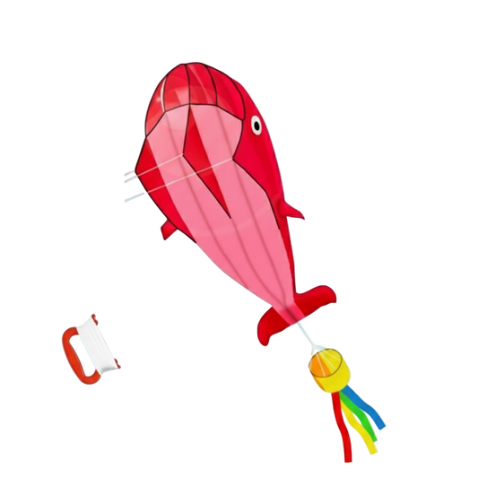cerf volant baleine rouge