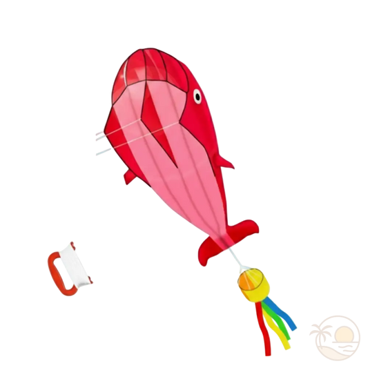 cerf volant baleine rouge