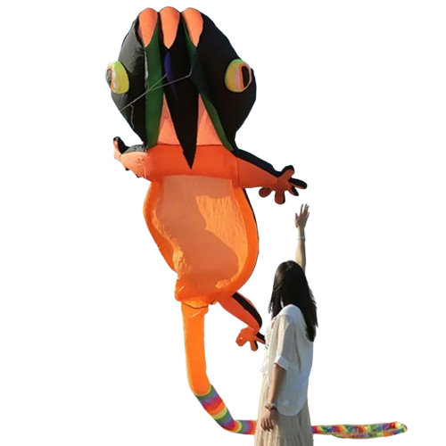cerf volant geant gecko orange fille