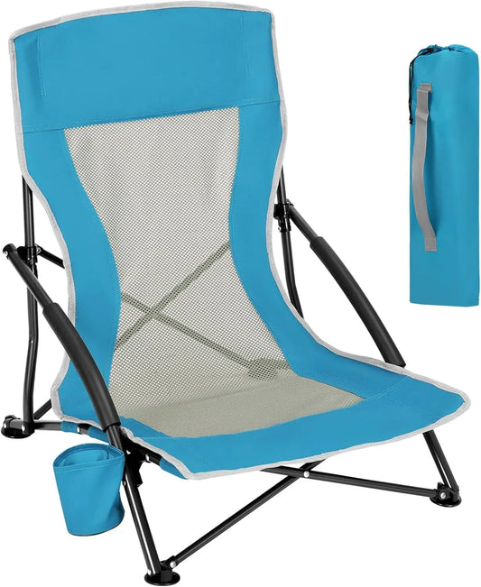 chaise de plage pliable bleue