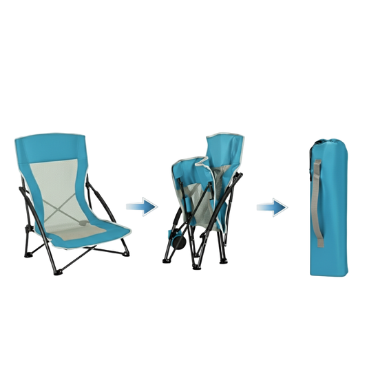 chaise de plage pliable bleue rangement