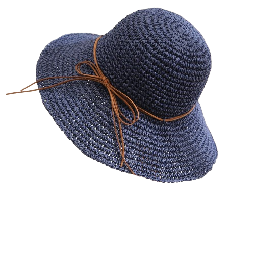 chapeau capeline bleu marine