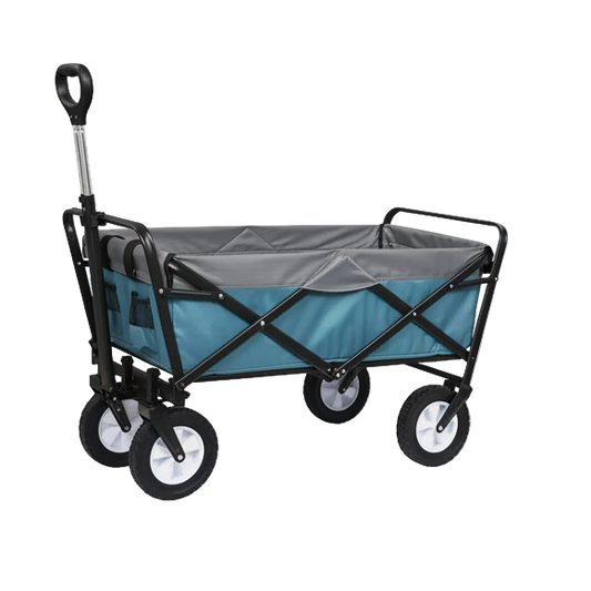 chariot de plage bleu gris vide