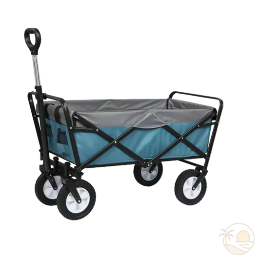 chariot de plage bleu gris vide