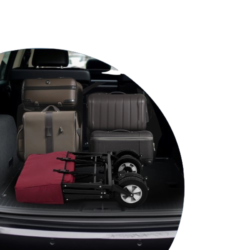 chariot de plage rouge plie coffre voiture