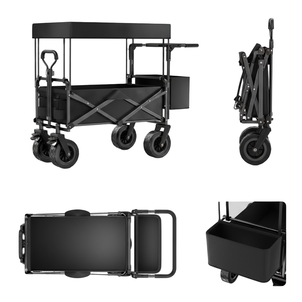 chariot pliable de plage noir