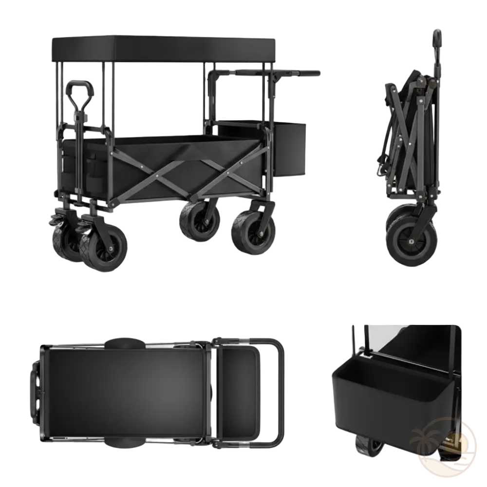 chariot pliable de plage noir