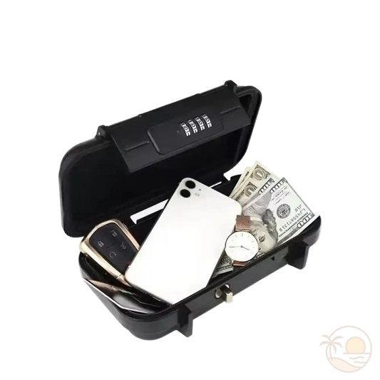 coffre fort de plage noir ouvert