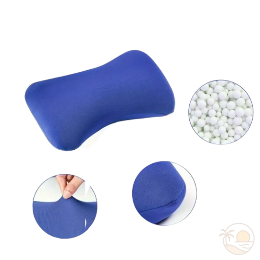 coussin de plage memoire de forme bleu caracteristiques