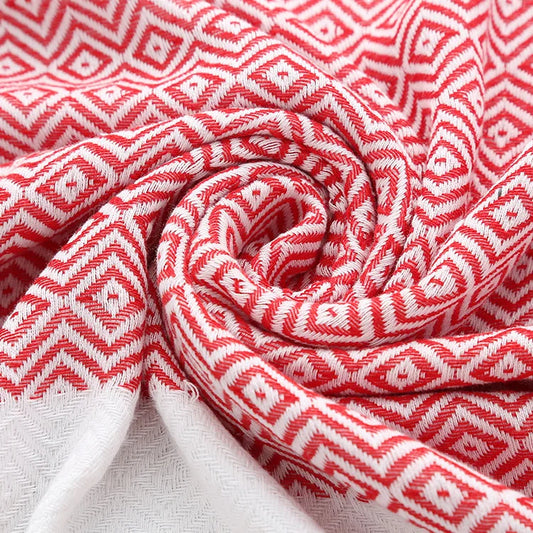 drap de plage fouta rouge tissu zoom