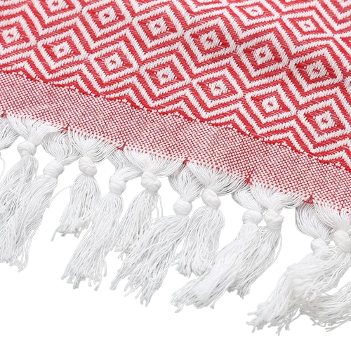 drap de plage fouta rouge tresses zoom