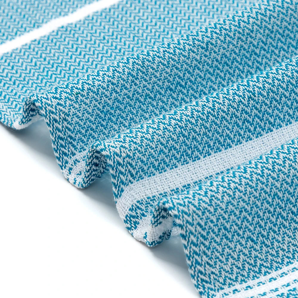 fouta de plage jaune bleu zoom tissu