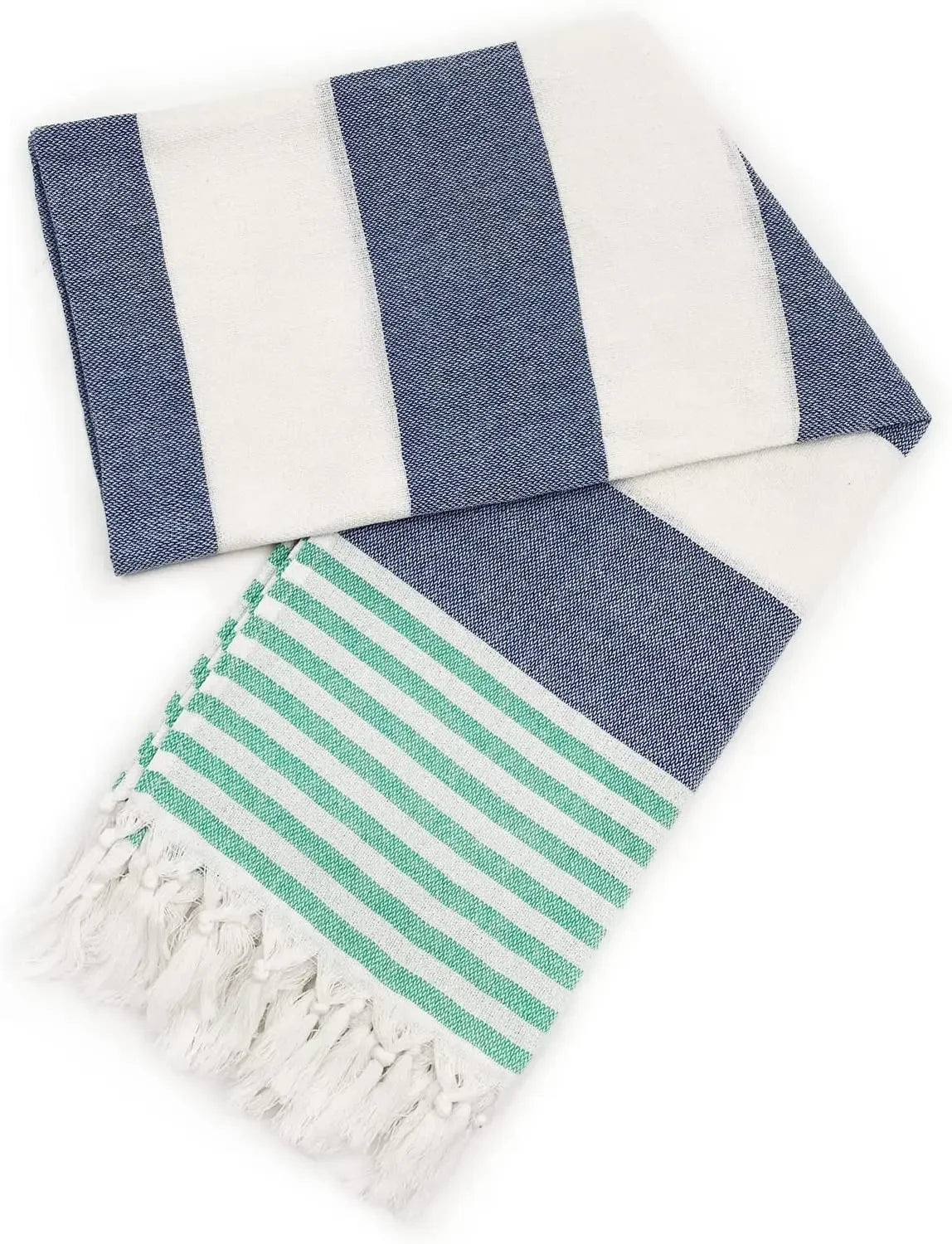 fouta pour la plage bleu pliee