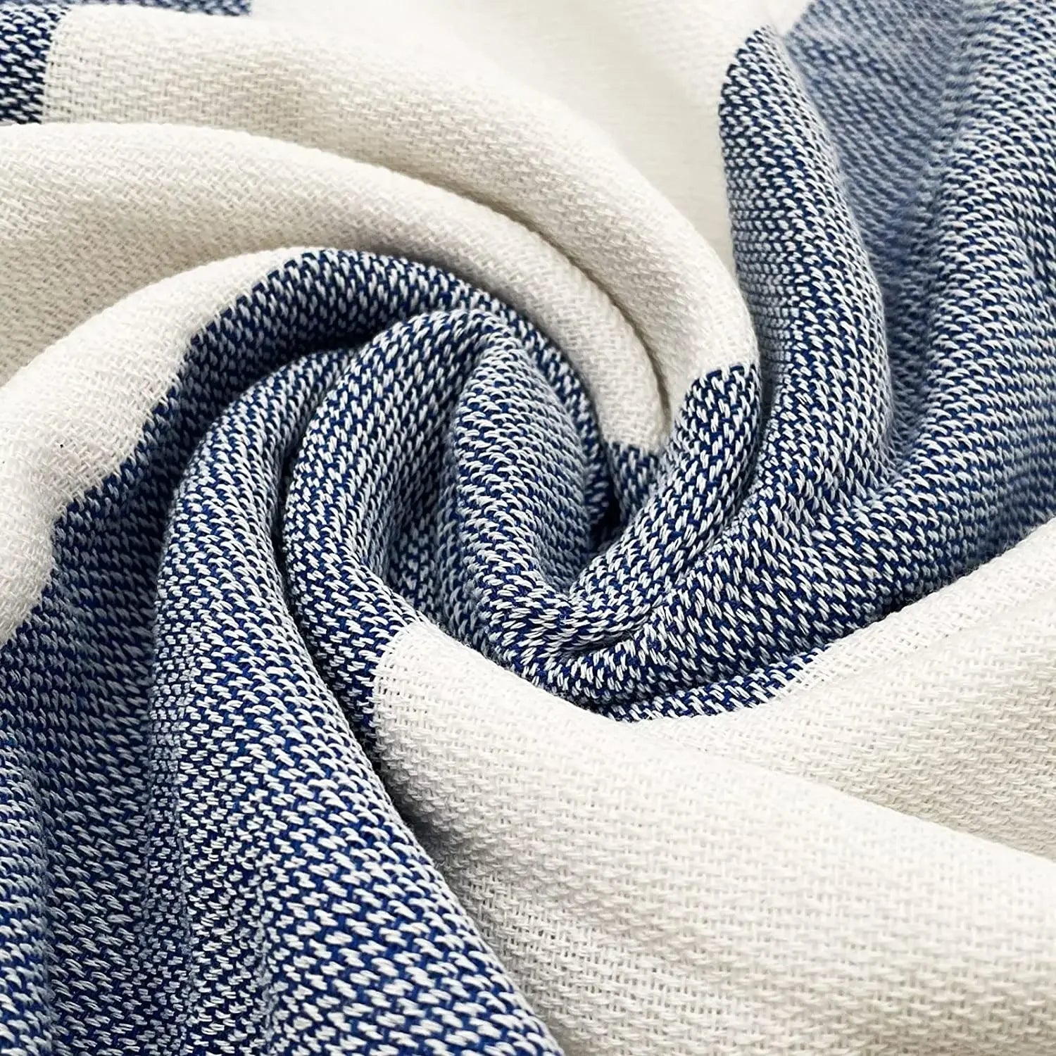 fouta pour la plage bleu zoom tissu