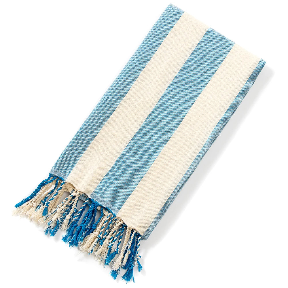 fouta serviette de plage bleu