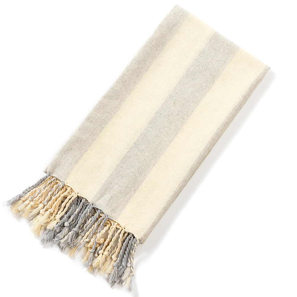 fouta serviette de plage gris clair