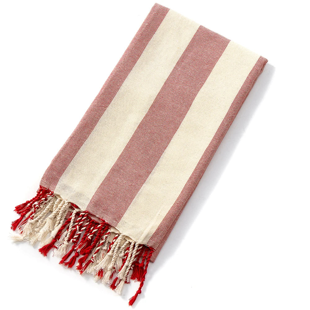 fouta serviette de plage rouge