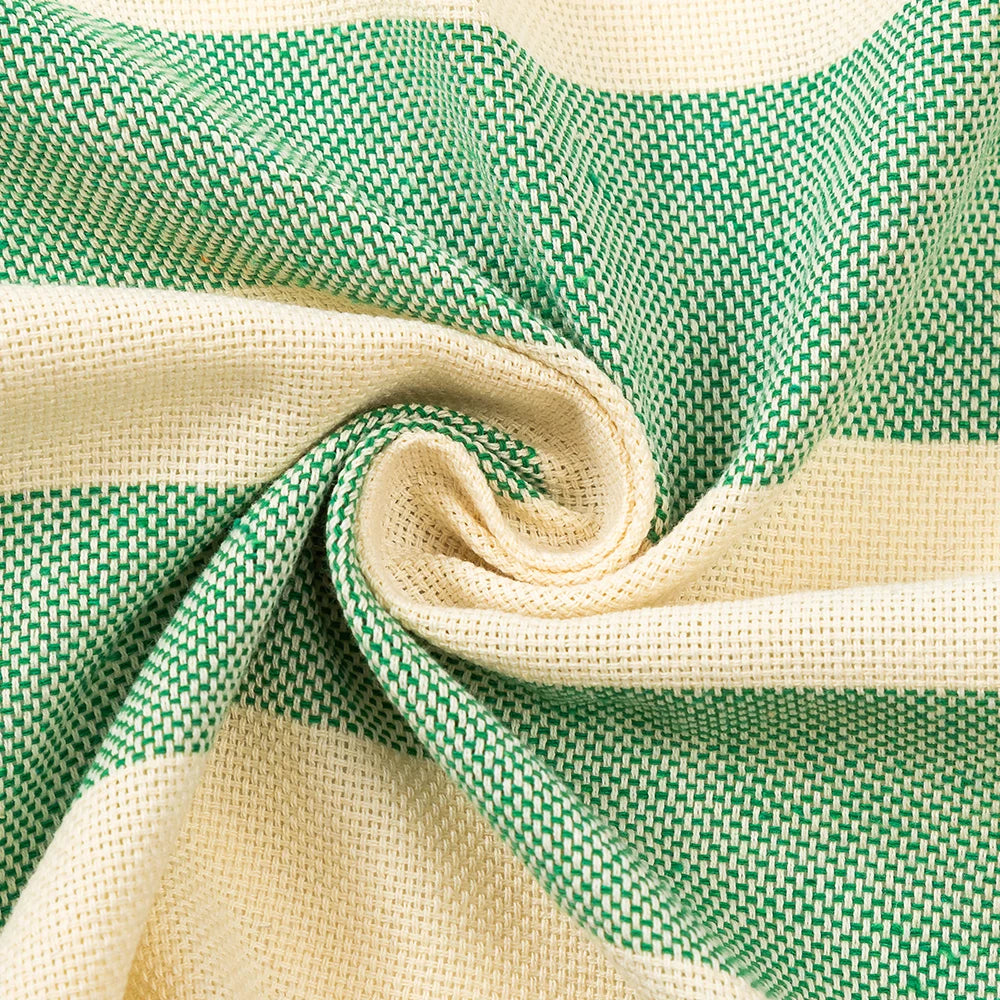 fouta serviette de plage vert zoom tissu