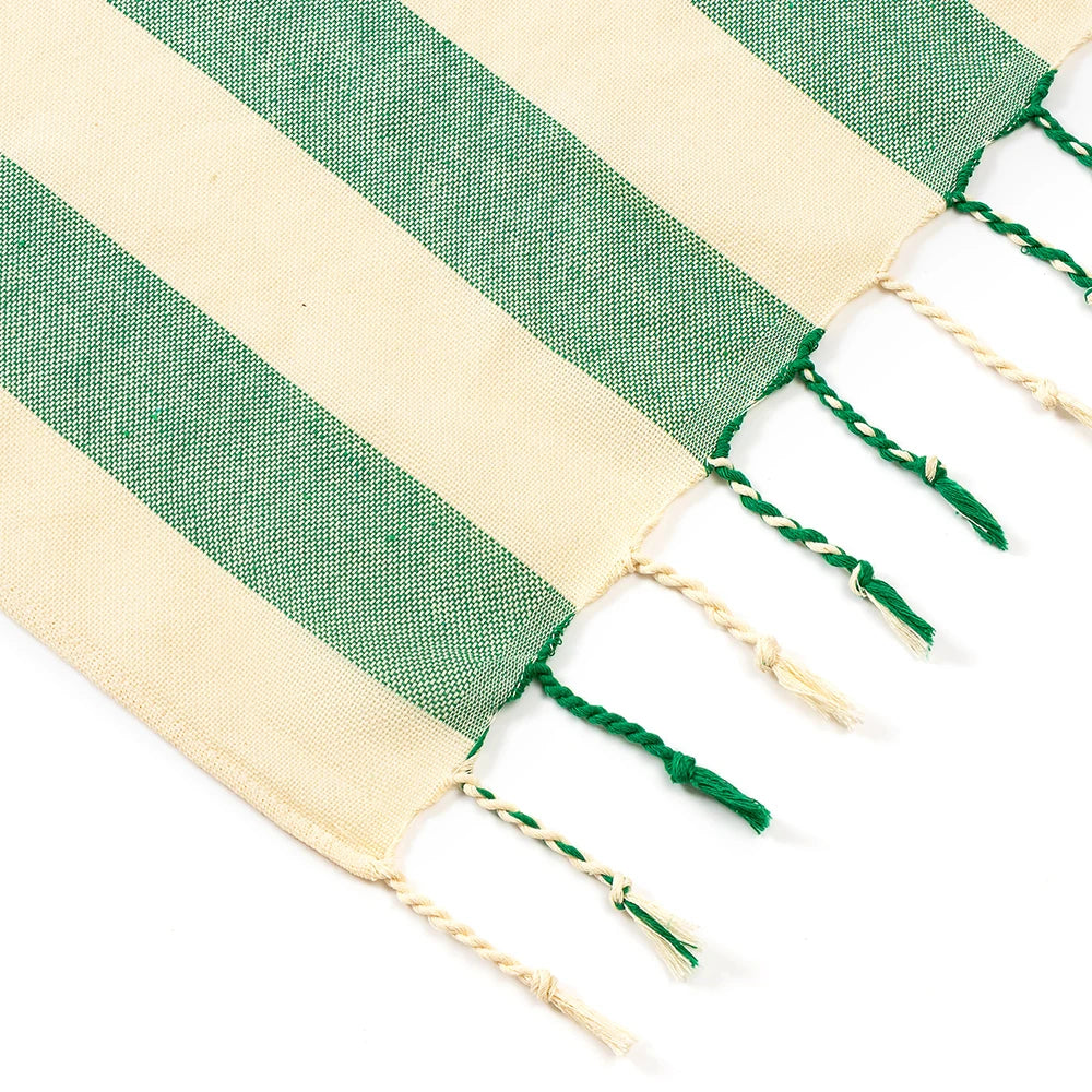 fouta serviette de plage vert zoom tresse