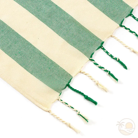 fouta serviette de plage vert zoom tresse
