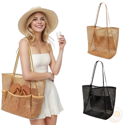grand sac de plage beige noir femme