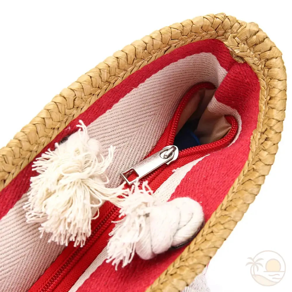 panier de plage avec fermeture rouge fermeture