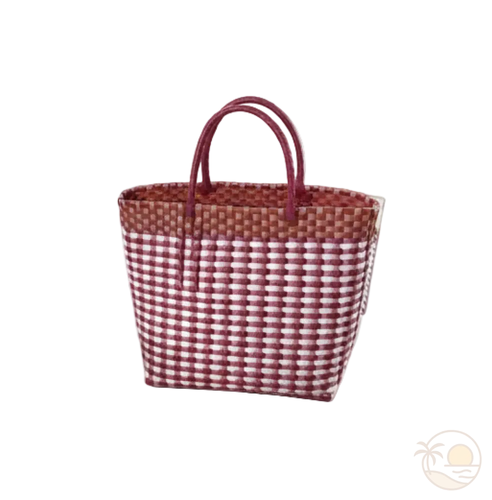 panier de plage blanc rouge