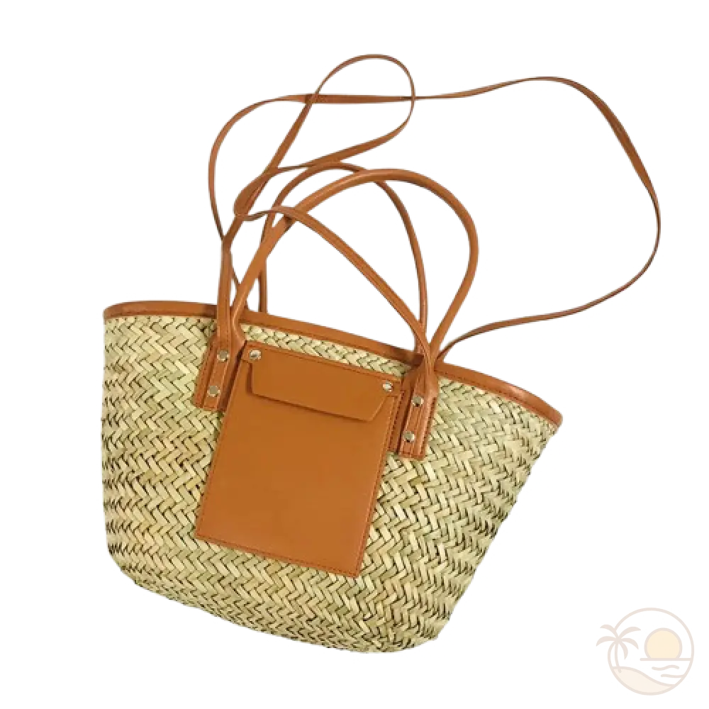 panier de plage en osier marron