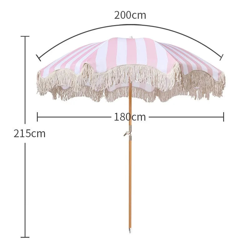 parasol de plage anti uv rose rayures