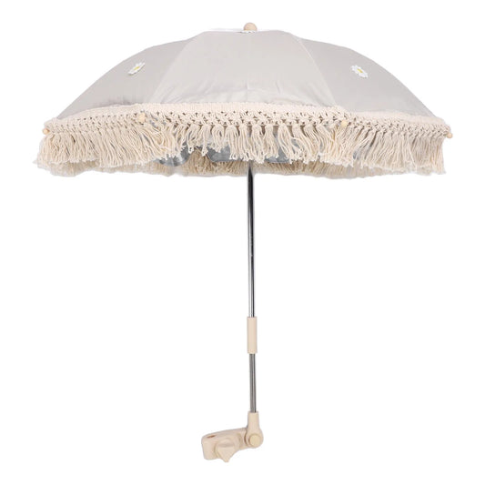 parasol de plage bebe beige fleurs