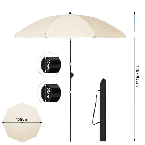 parasol de plage inclinable dimensions