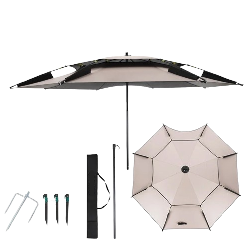 parasol de plage resistant au vent fort blanc