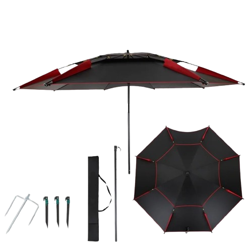 parasol de plage resistant au vent fort noir