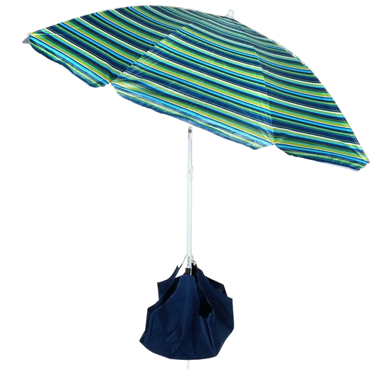 parasol de plage vue avec sac