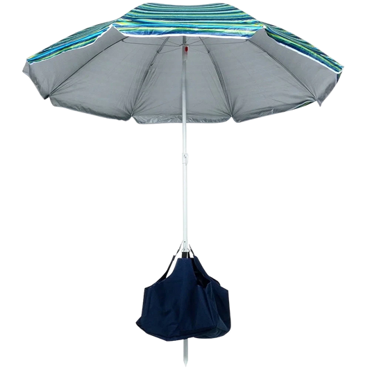 parasol de plage vue avec sac dessous
