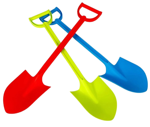 pelle plastique plage rouge vert bleu