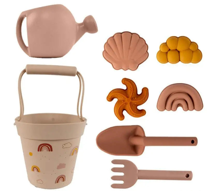 pelle seau plage arc-en-ciel