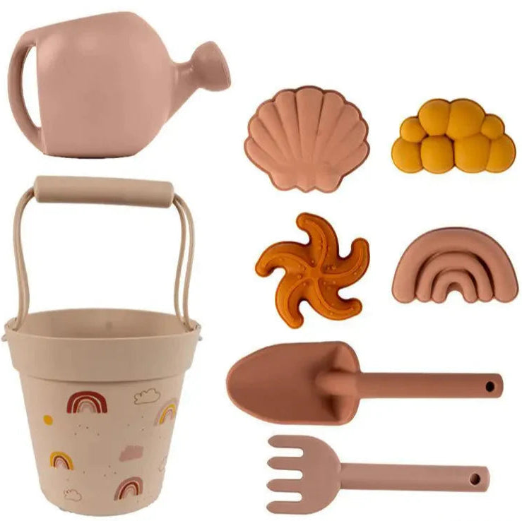 pelle seau plage arc-en-ciel