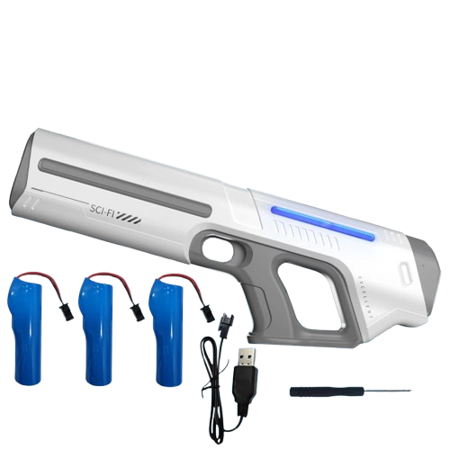 pistolet electrique a eau - blanc - 3 batteries