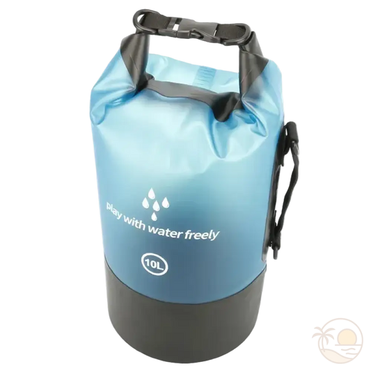 pochette plage etanche bleu 10 L profil